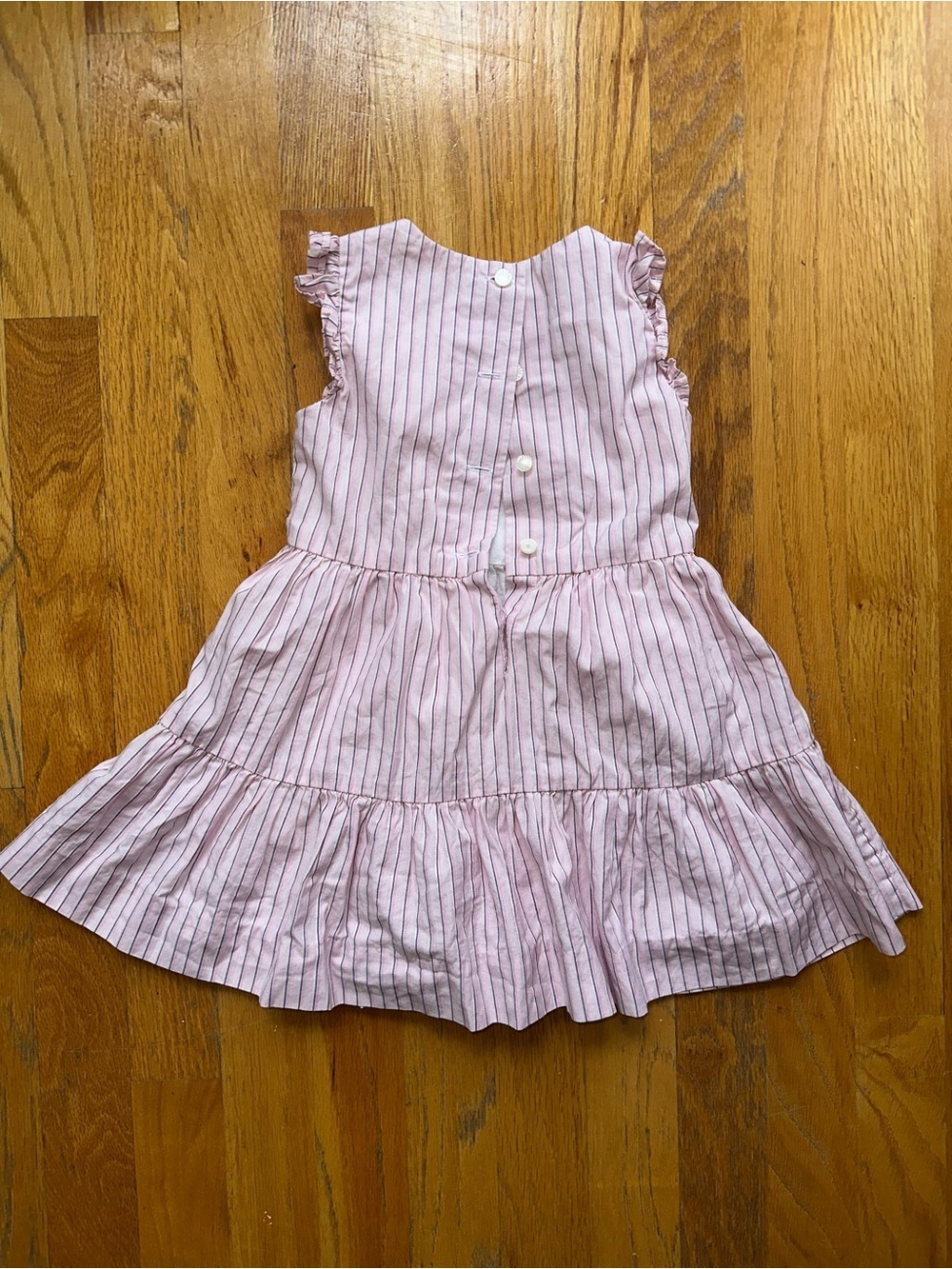 Ralph Lauren Babygirl Pink and White Striped Ruffle Sleeve Dress - Picture 6 of 8